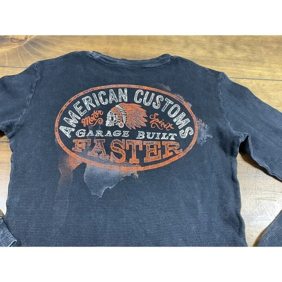 Affliction American Customs MC Long Sleeve Black Womens Shirt Size Medium - Picture 7 of 8